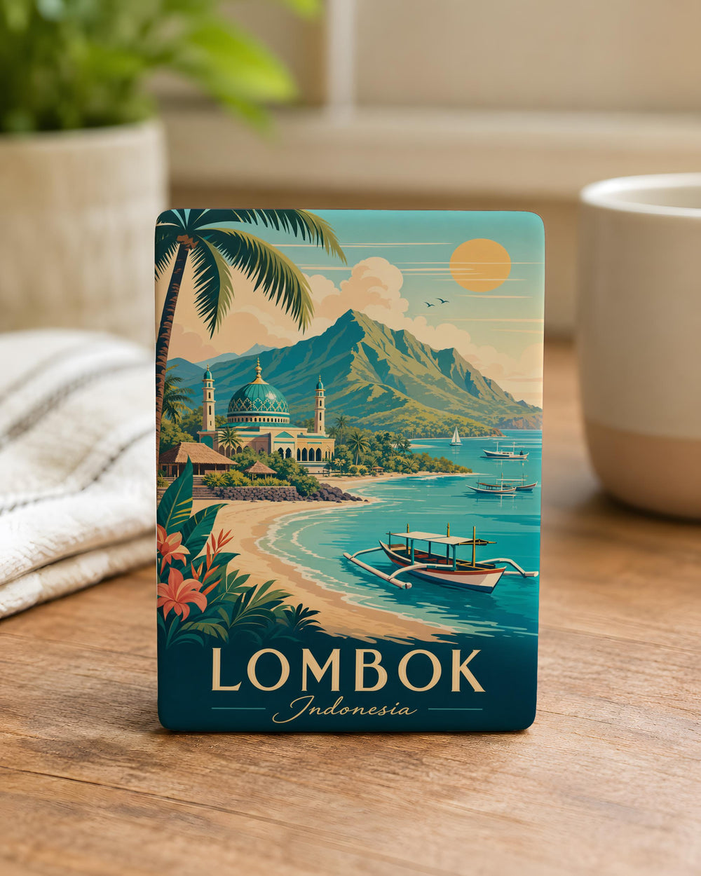 Lombok Indonesia Fridge Magnet, Lombok Island Souvenir, Indonesia Travel Keepsake, Lombok Vacation Gift, Island Landmark Magnet