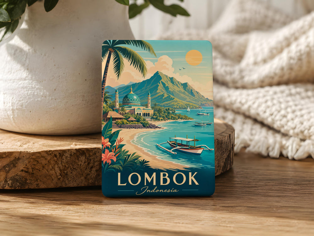 Lombok Indonesia Fridge Magnet, Lombok Island Souvenir, Indonesia Travel Keepsake, Lombok Vacation Gift, Island Landmark Magnet