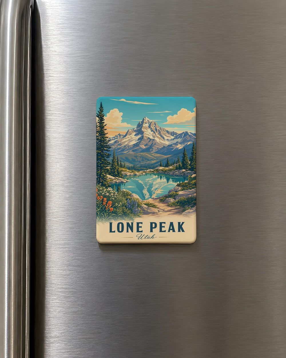 Lone Peak Utah Fridge Magnet, Wasatch Mountains Summit Souvenir, Utah Hiking Mountain Landscape Magnet