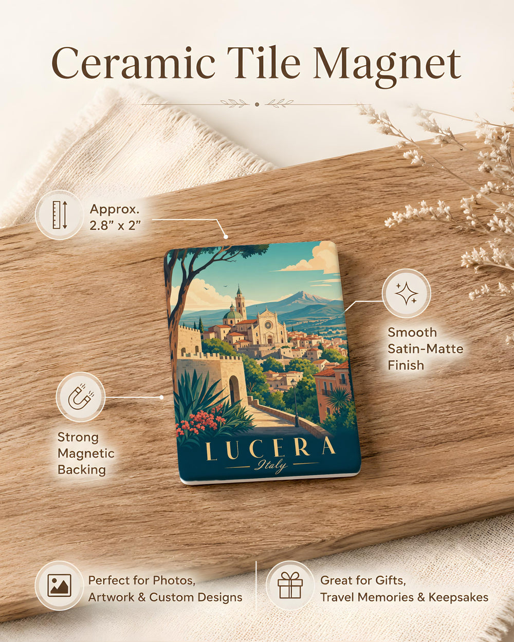 Lucera Italy Fridge Magnet, Lucera Puglia Souvenir Magnet, Italy Travel Gift, Italian Town Keepsake Magnet, Lucera Landmark Magnet