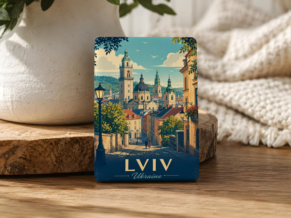 Lviv Ukraine Fridge Magnet, Lviv City Souvenir Magnet, Ukraine Travel Keepsake, Lviv Landmark Gift, Ukrainian City Magnet