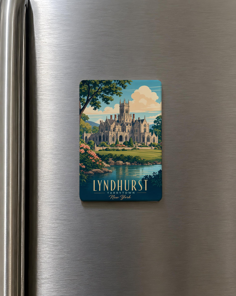 Lyndhurst Mansion Fridge Magnet, Historic Gothic Revival Estate Souvenir, Hudson Valley Landmark Kitchen Magnet