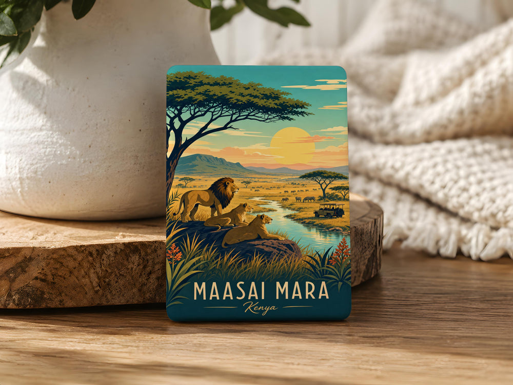 Maasai Mara Fridge Magnet, Kenya Safari Souvenir, African Wildlife Gift, Serengeti Travel Keepsake, Big Five Magnet