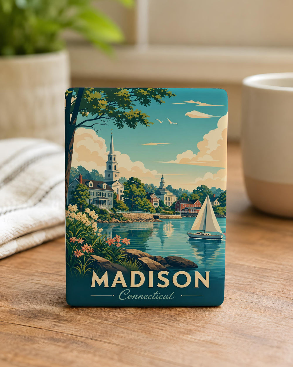 Madison CT Fridge Magnet, Madison Connecticut Souvenir Magnet, Beach Town Travel Gift, Shoreline Keepsake Magnet