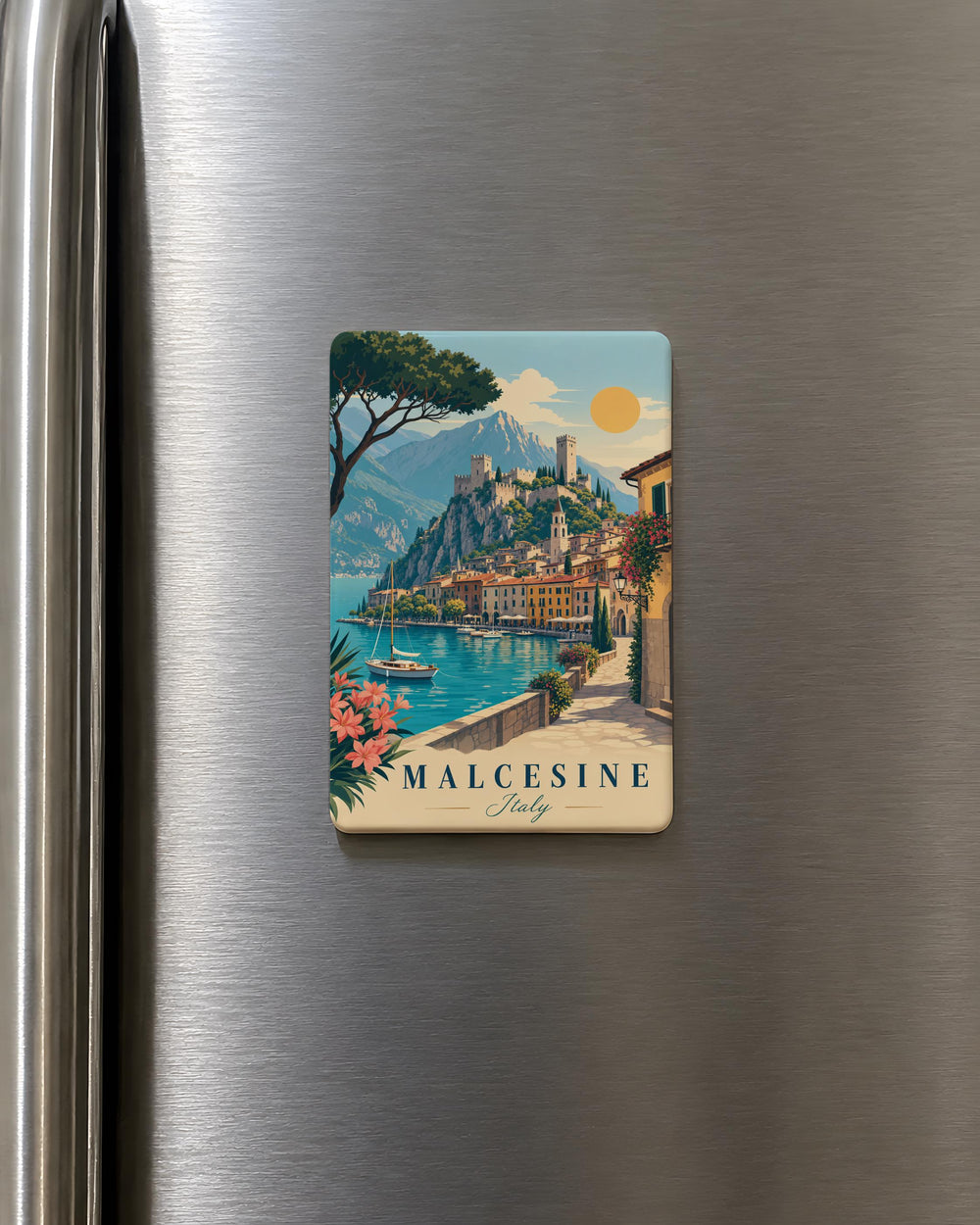 Malcesine Italy Fridge Magnet, Lake Garda Town Souvenir Magnet, Italian Travel Keepsake, Malcesine Castle Landmark Magnet