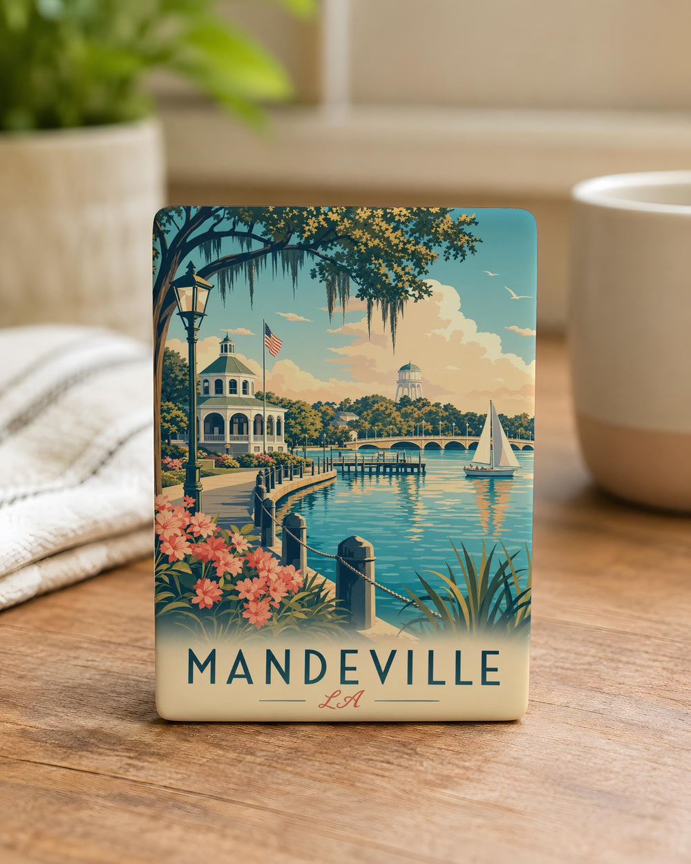 Mandeville LA Fridge Magnet, Mandeville Louisiana Souvenir Magnet, Lake Pontchartrain Northshore Travel Gift, City Keepsake Magnet