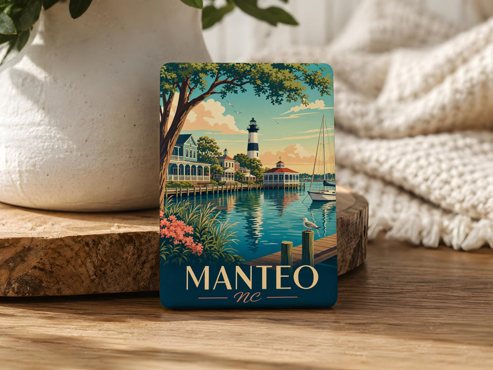 Manteo NC Fridge Magnet, Outer Banks North Carolina Souvenir Magnet, Manteo Waterfront Town Travel Gift Magnet
