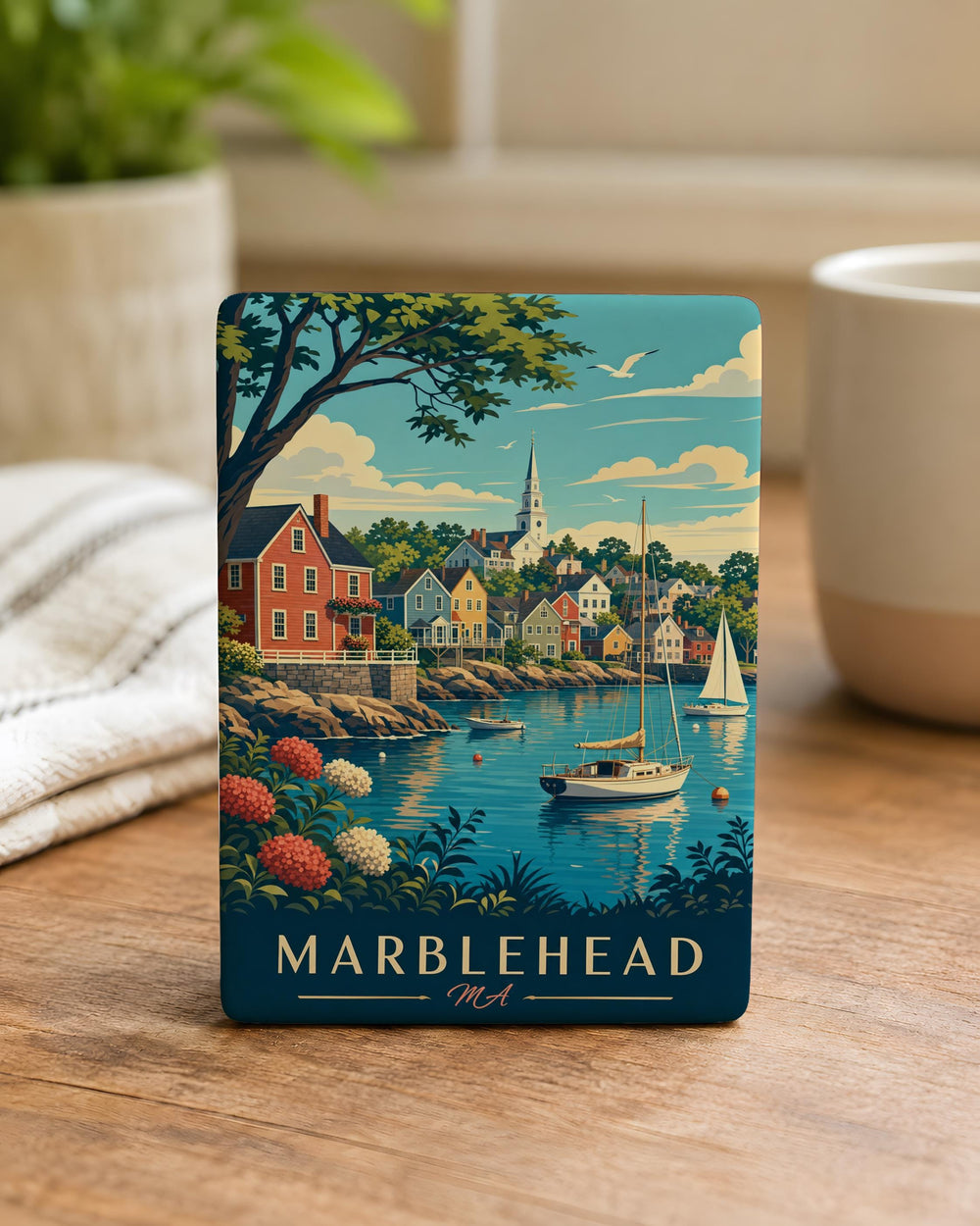 Marblehead MA Fridge Magnet, Marblehead Massachusetts Souvenir Magnet, Coastal New England Town Travel Keepsake Magnet
