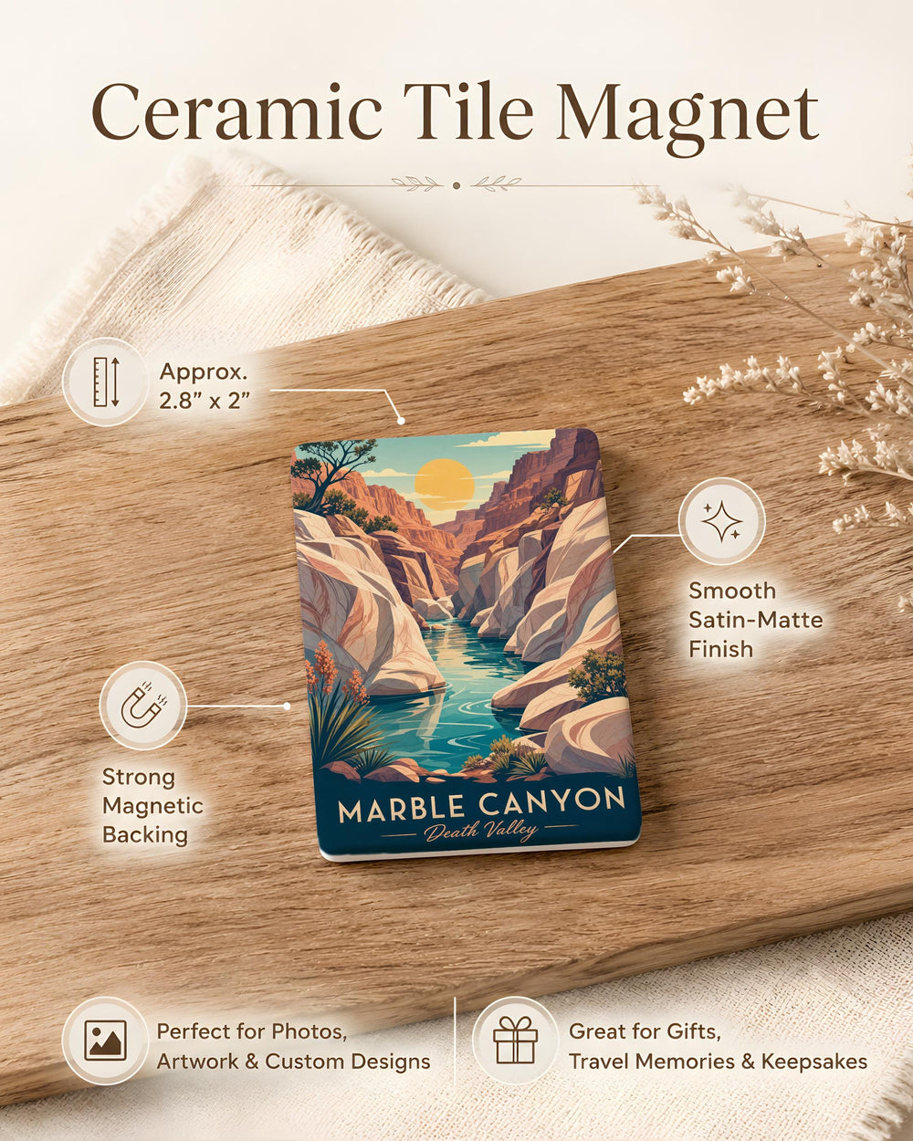 Marble Canyon Death Valley Fridge Magnet, California Desert Canyon Landscape Souvenir Magnet, National Park Travel Gift