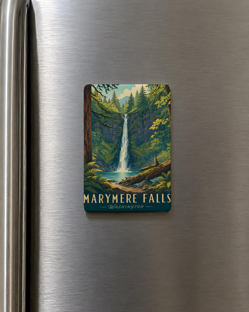 Marymere Falls Fridge Magnet, Olympic National Park Waterfall Souvenir, Washington Nature Travel Keepsake Magnet