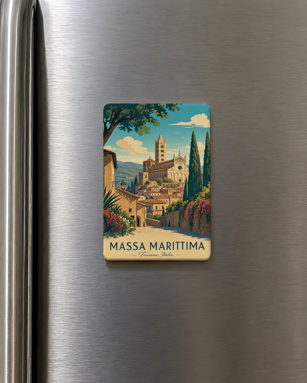 Massa Marittima Italy Fridge Magnet, Tuscan Hill Town Souvenir Magnet, Travel Gift, Italian City Landmark Magnet