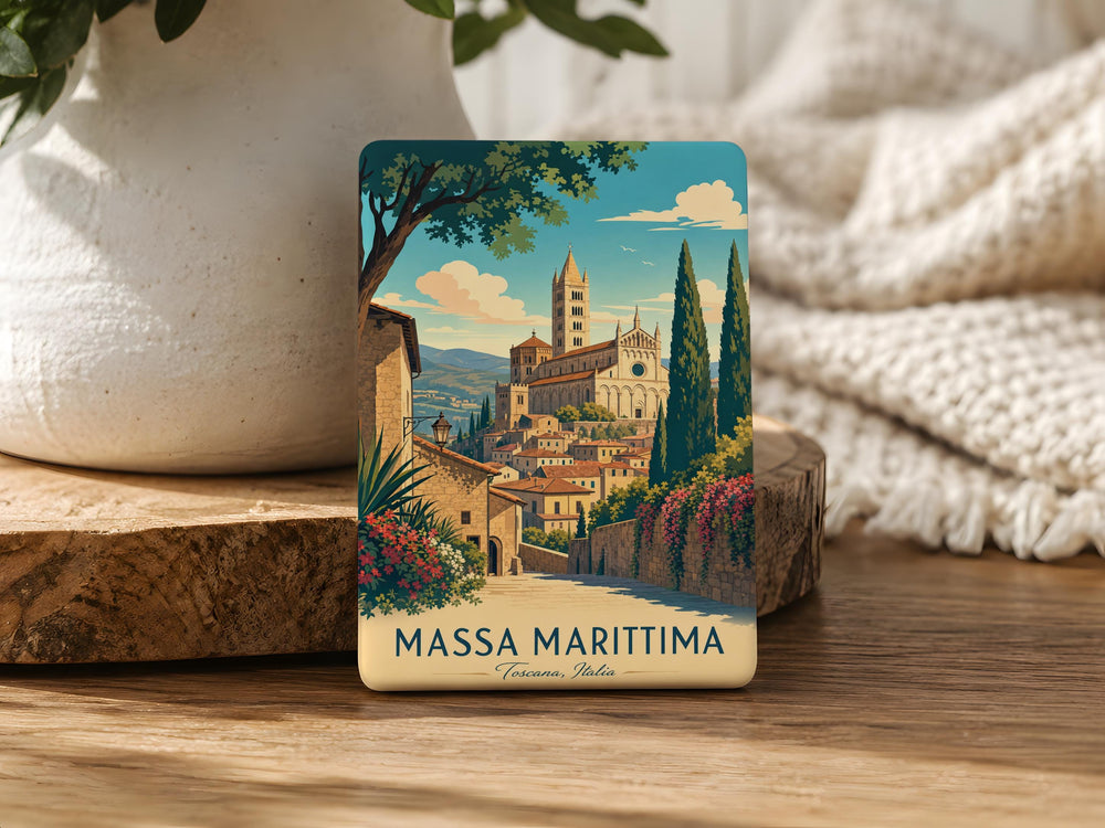 Massa Marittima Italy Fridge Magnet, Tuscan Hill Town Souvenir Magnet, Travel Gift, Italian City Landmark Magnet