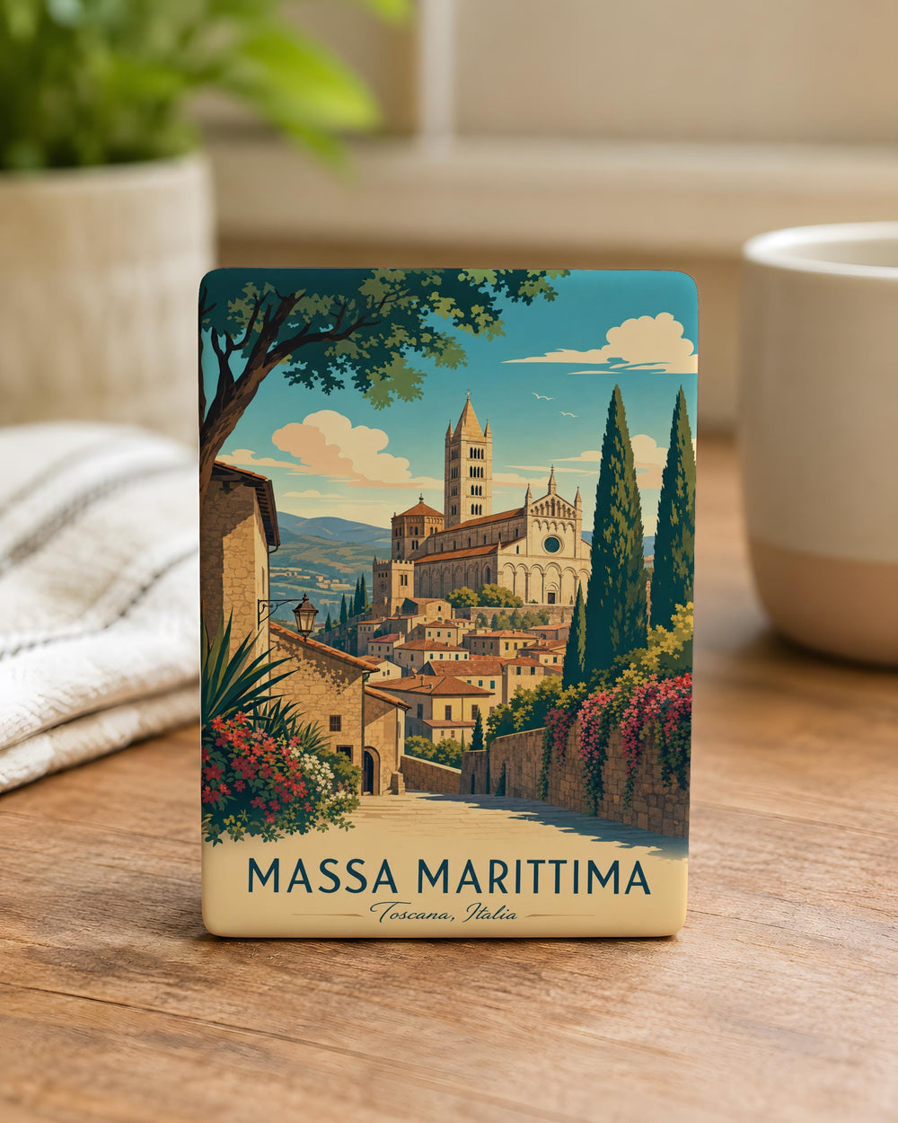 Massa Marittima Italy Fridge Magnet, Tuscan Hill Town Souvenir Magnet, Travel Gift, Italian City Landmark Magnet