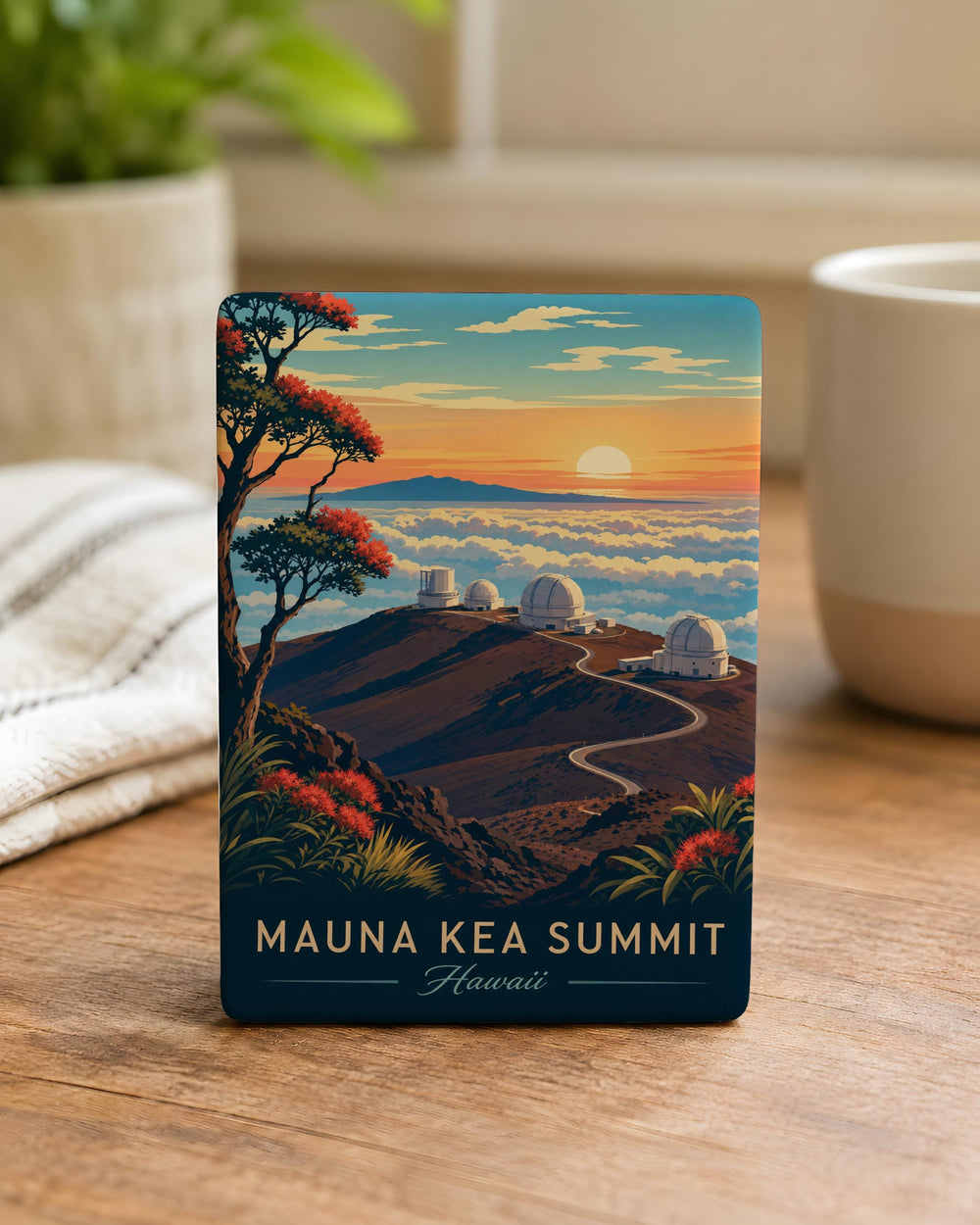 Mauna Kea Summit Fridge Magnet, Hawaii Mountain Peak Souvenir Magnet, Mauna Kea Observatory Landmark Magnet