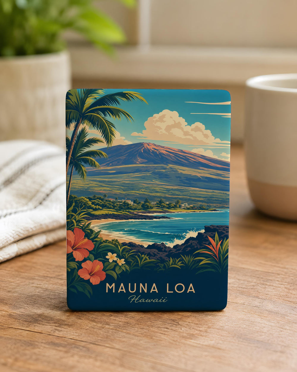 Mauna Loa Volcano Fridge Magnet, Hawaii Big Island Souvenir Magnet, Mountain Landmark Kitchen Decor Magnet