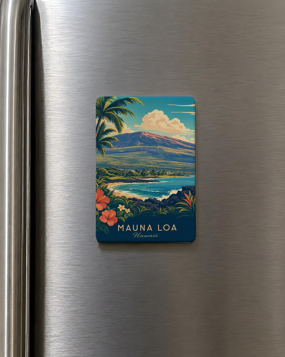 Mauna Loa Volcano Fridge Magnet, Hawaii Big Island Souvenir Magnet, Mountain Landmark Kitchen Decor Magnet
