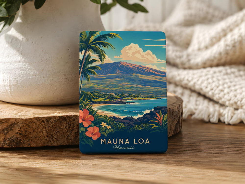 Mauna Loa Volcano Fridge Magnet, Hawaii Big Island Souvenir Magnet, Mountain Landmark Kitchen Decor Magnet