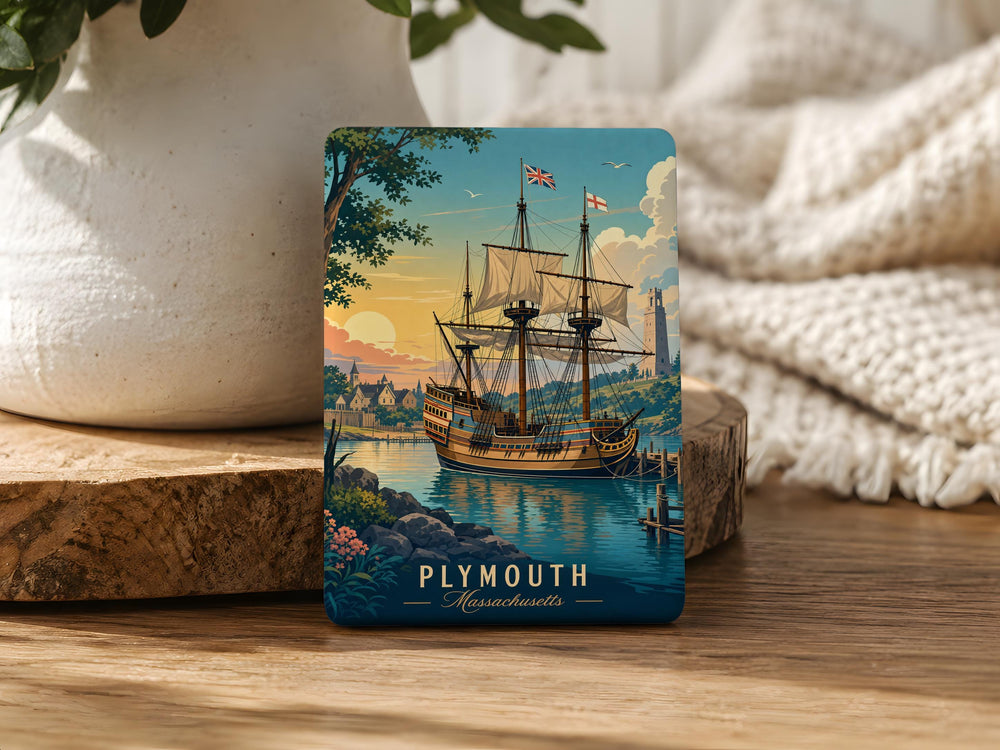 Mayflower II Ship Fridge Magnet, Historic Pilgrim Vessel Souvenir Magnet, Plymouth Massachusetts Mayflower Replica Magnet