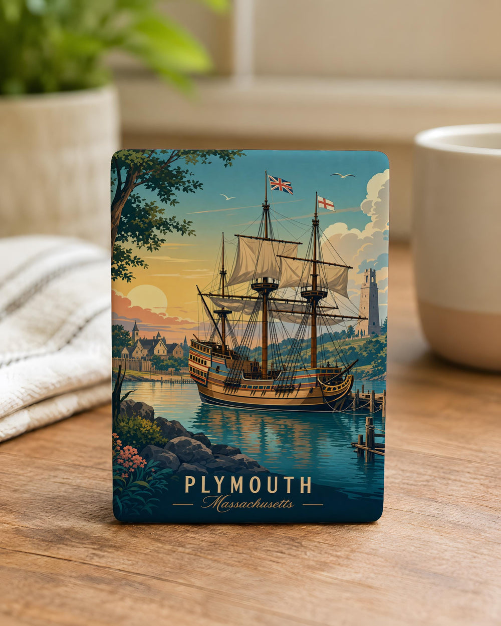 Mayflower II Ship Fridge Magnet, Historic Pilgrim Vessel Souvenir Magnet, Plymouth Massachusetts Mayflower Replica Magnet