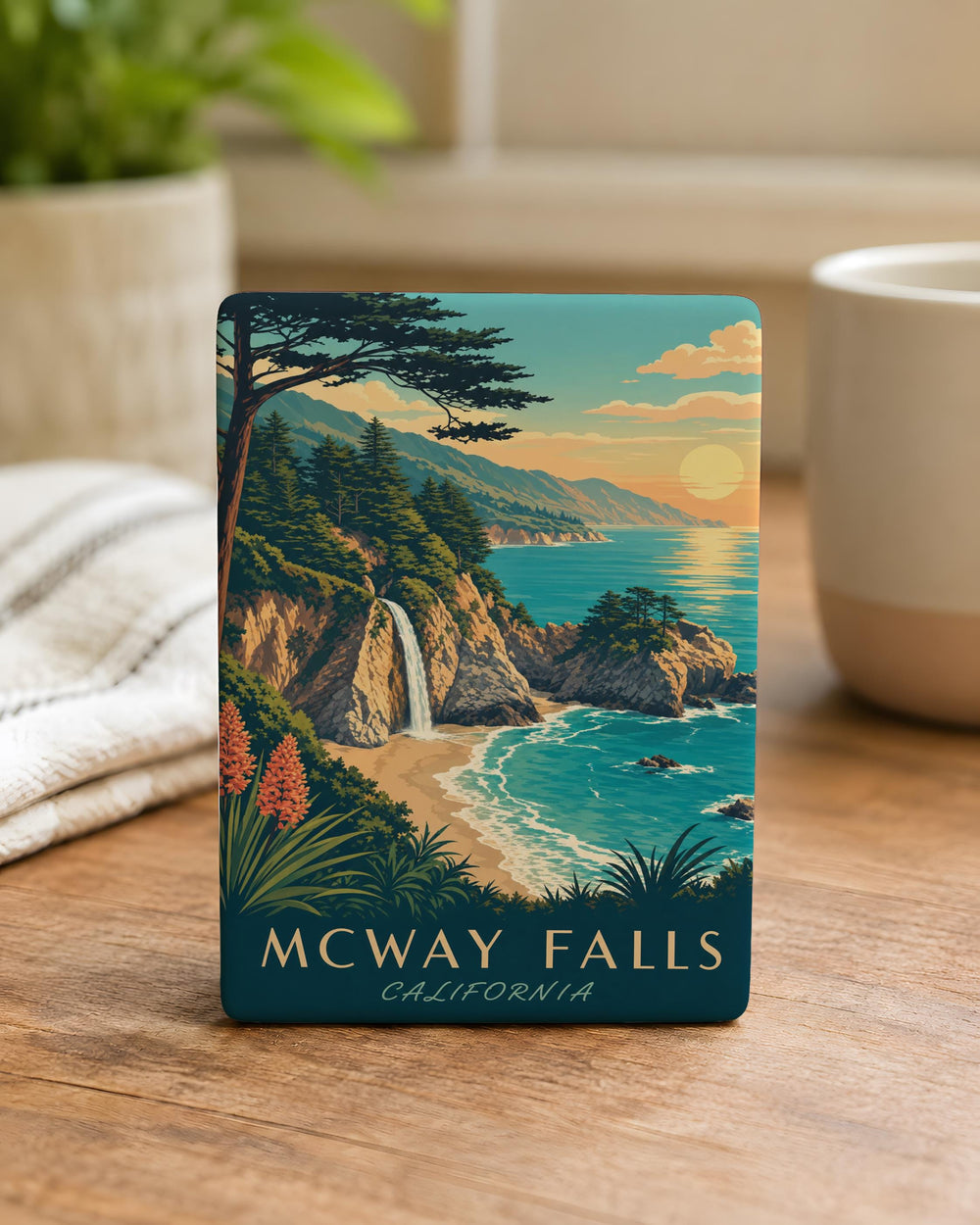 McWay Falls Fridge Magnet, Big Sur California Waterfall Cove Coastal Cliff Scenic Souvenir Magnet