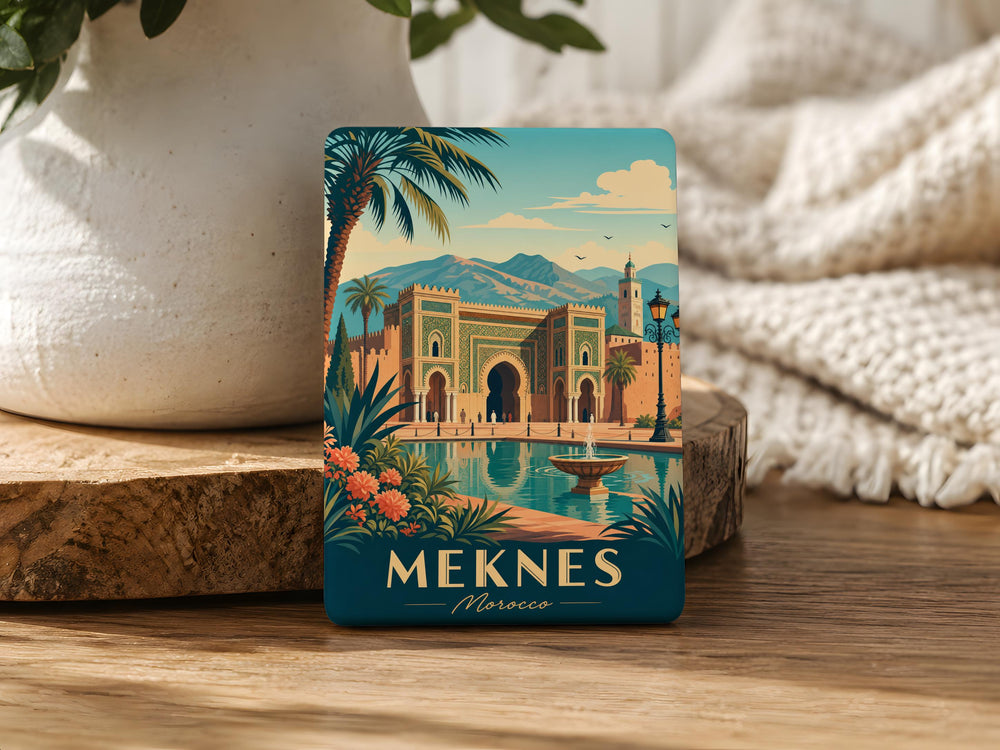 Meknes Morocco Fridge Magnet, Meknes City Souvenir Magnet, Morocco Travel Gift, Meknes Landmark Keepsake Magnet