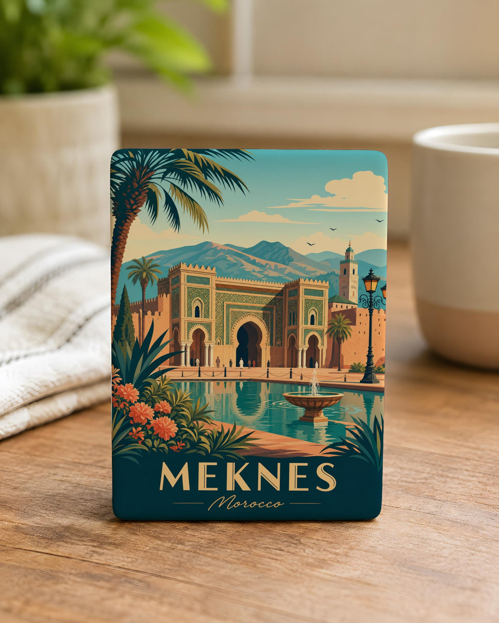 Meknes Morocco Fridge Magnet, Meknes City Souvenir Magnet, Morocco Travel Gift, Meknes Landmark Keepsake Magnet