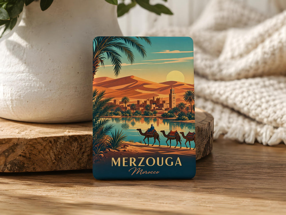 Merzouga Morocco Fridge Magnet, Sahara Desert Dunes Souvenir, Erg Chebbi Travel Keepsake Magnet, Moroccan Desert Gift