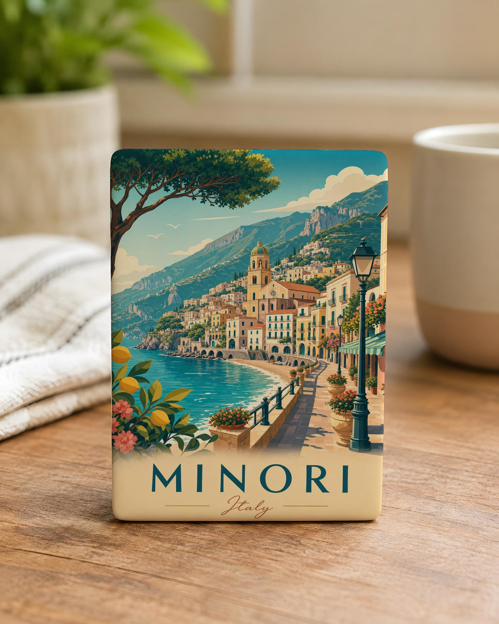 Minori Italy Fridge Magnet, Amalfi Coast Travel Souvenir, Minori Town Landmark Keepsake, Italian Vacation Refrigerator Magnet