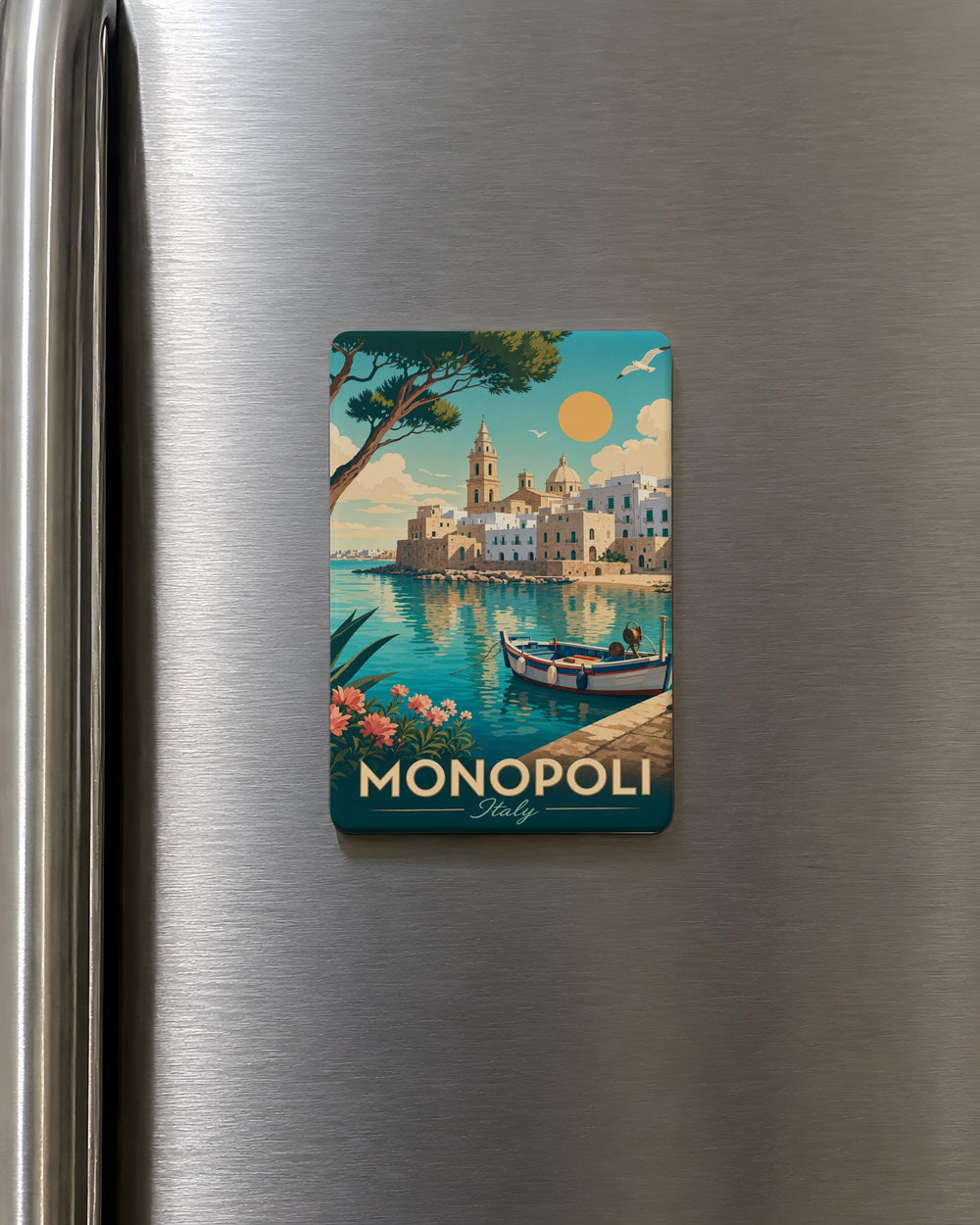 Monopoli Italy Fridge Magnet, Apulia Coastal Town Souvenir, Italian Travel Keepsake, Puglia Landmark Magnet