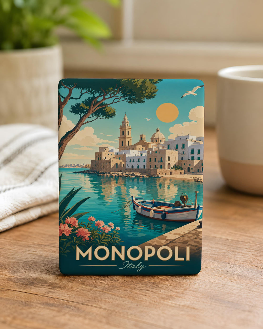 Monopoli Italy Fridge Magnet, Apulia Coastal Town Souvenir, Italian Travel Keepsake, Puglia Landmark Magnet