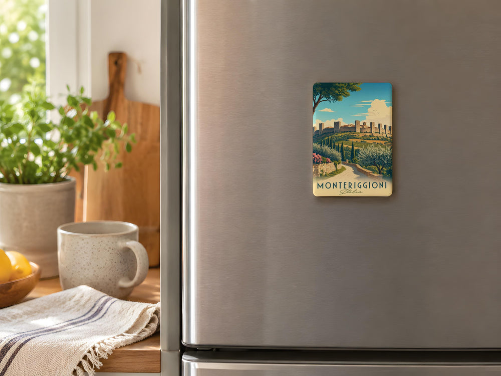 Monteriggioni Fridge Magnet, Tuscany Italy Medieval Walled Town Souvenir Magnet, Travel Gift, Italian Village Keepsake Magnet