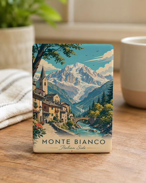 Monte Bianco Italian Side Fridge Magnet, Mont Blanc Italy Mountain Souvenir Magnet, Alpine Travel Keepsake Magnet