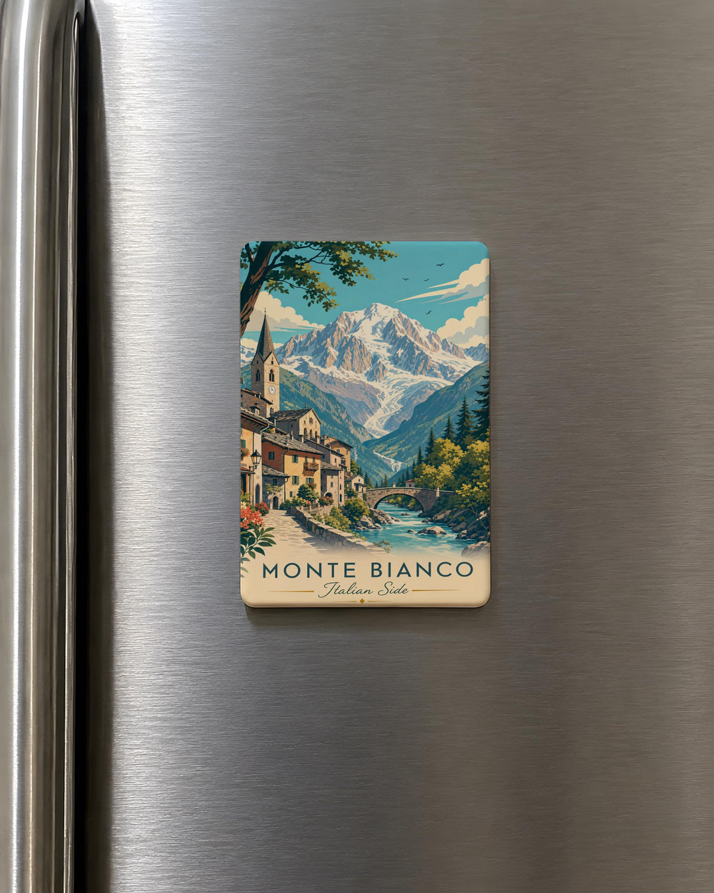 Monte Bianco Italian Side Fridge Magnet, Mont Blanc Italy Mountain Souvenir Magnet, Alpine Travel Keepsake Magnet