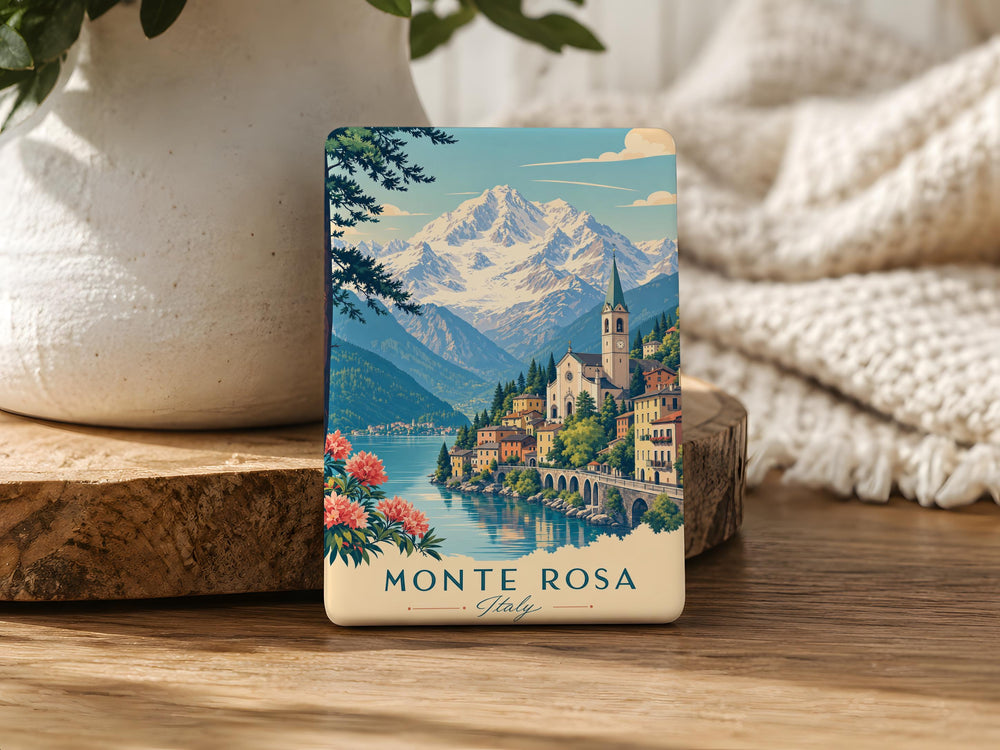 Monte Rosa Italy Fridge Magnet, Alpine Mountain Souvenir, Aosta Valley Travel Keepsake, Italian Alps Gift