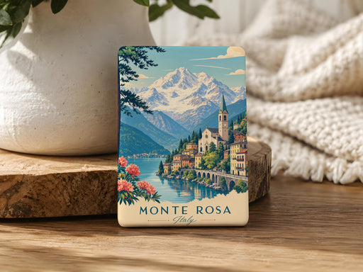 Monte Rosa Italy Fridge Magnet, Alpine Mountain Souvenir, Aosta Valley Travel Keepsake, Italian Alps Gift