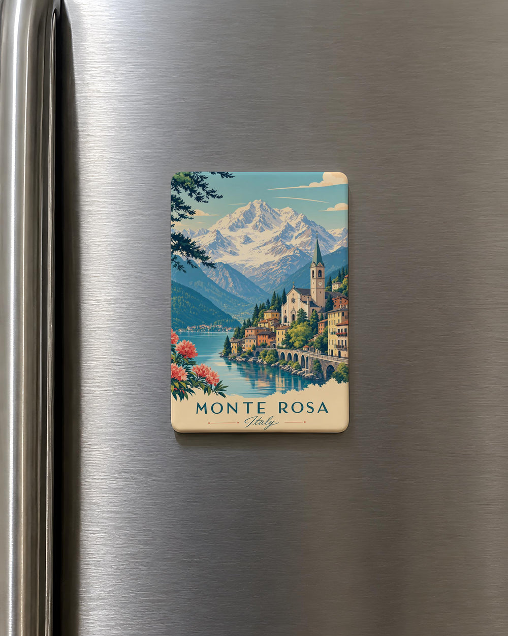 Monte Rosa Italy Fridge Magnet, Alpine Mountain Souvenir, Aosta Valley Travel Keepsake, Italian Alps Gift