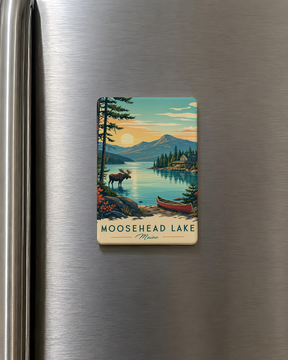 Moosehead Lake Fridge Magnet, Maine Lake Souvenir Magnet, Moosehead Lake Travel Keepsake, Cabin Lake Decor Magnet