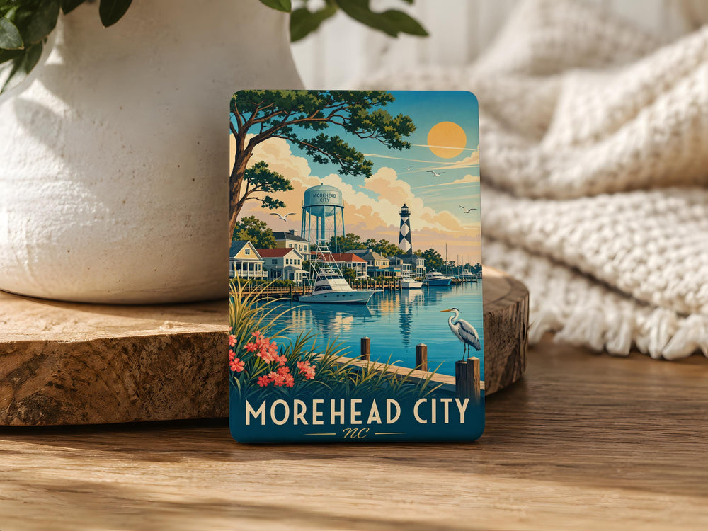 Morehead City NC Fridge Magnet, North Carolina Coastal Town Souvenir Magnet, Crystal Coast Travel Keepsake Magnet