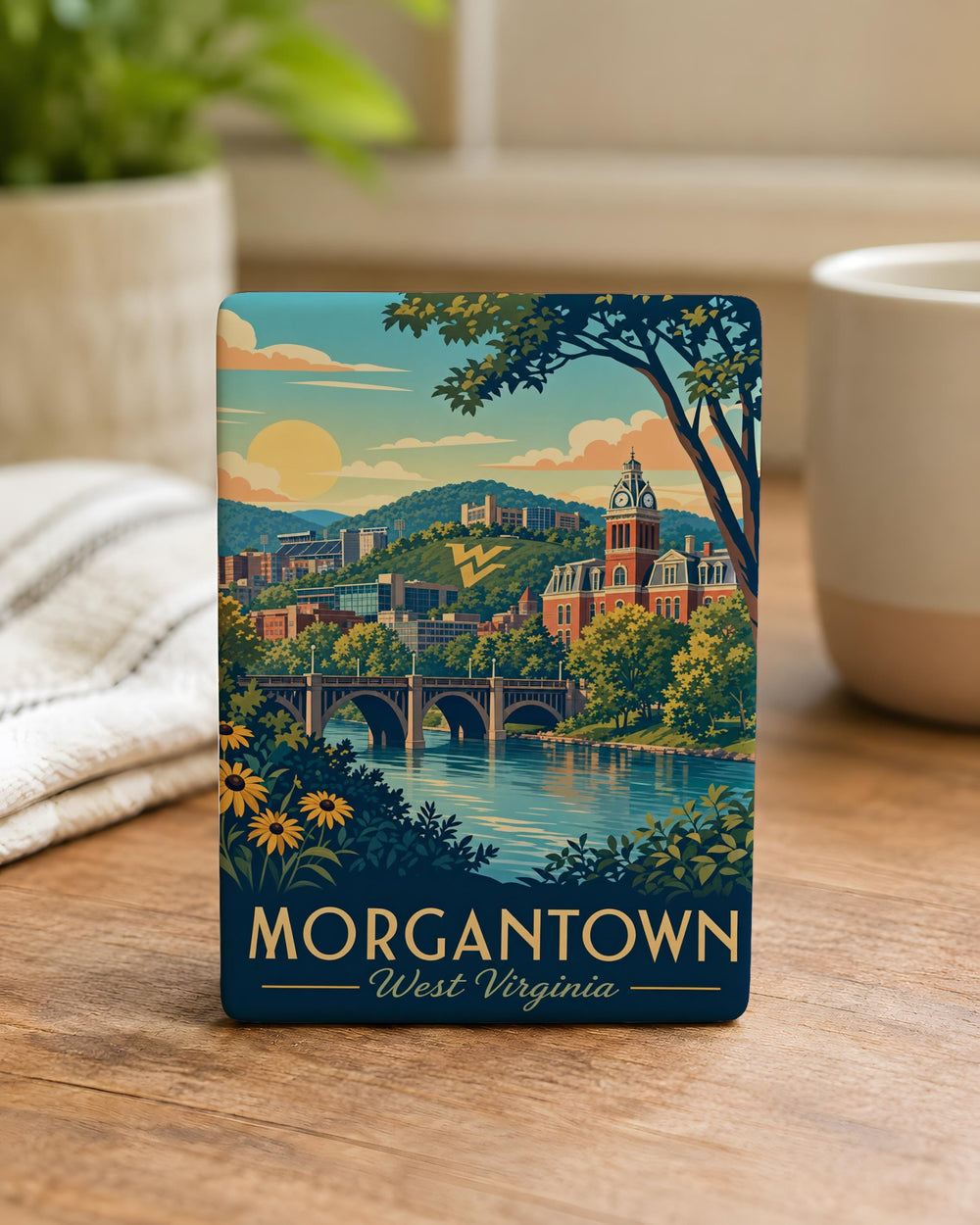 Morgantown WV Fridge Magnet, Morgantown West Virginia Souvenir Magnet, Mountaineer Country Travel Keepsake Gift