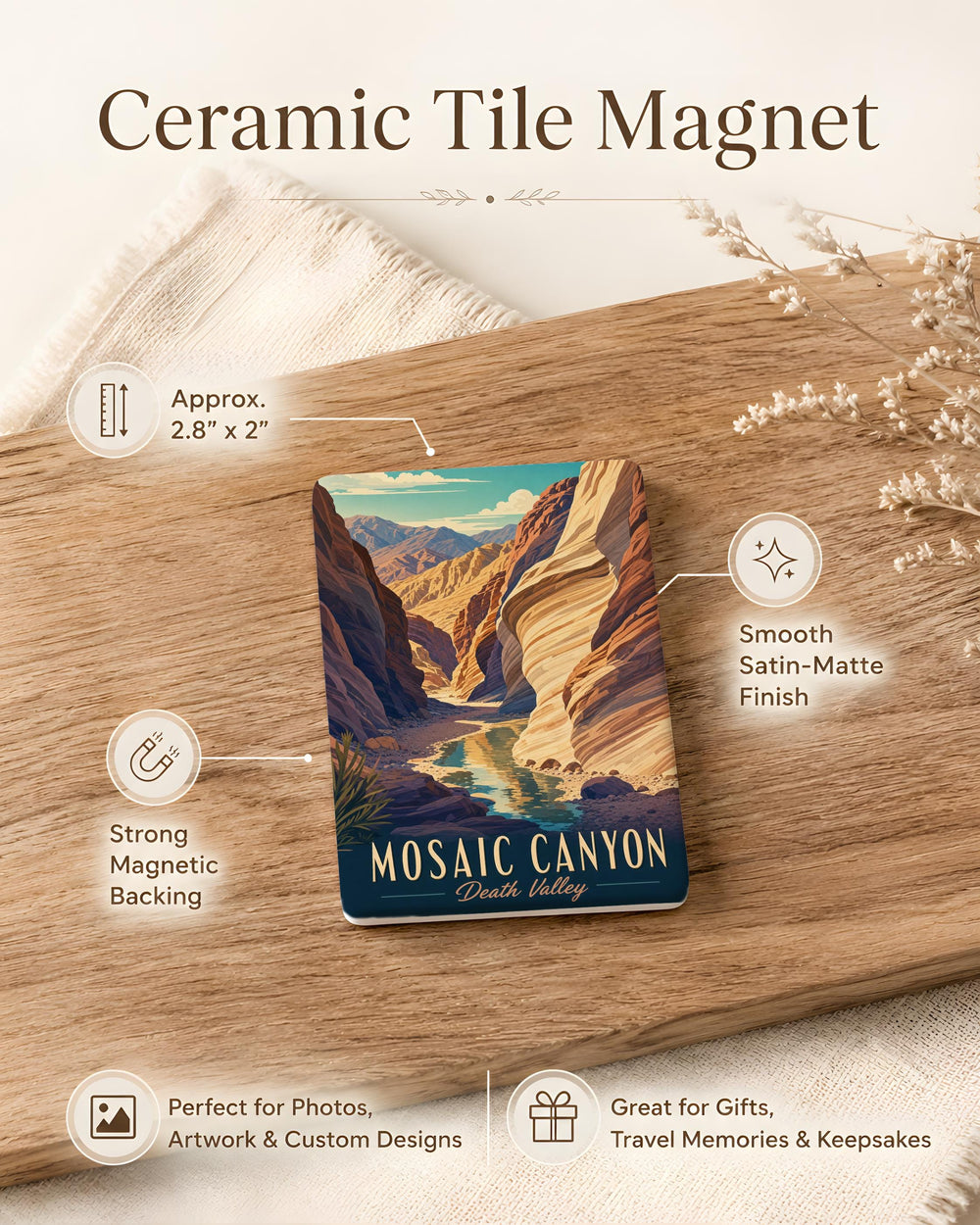 Death Valley Mosaic Canyon Fridge Magnet, California Desert Canyon Souvenir Magnet, National Park Travel Keepsake Magnet