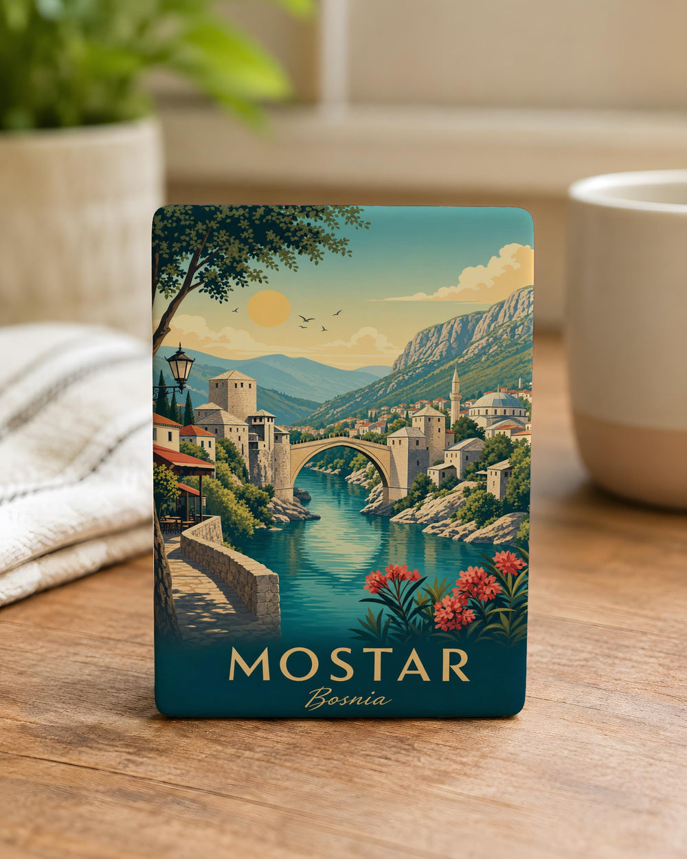 Mostar Bosnia Fridge Magnet, Stari Most Bridge Souvenir Magnet, Bosnia and Herzegovina Travel Gift, Mostar Landmark Magnet