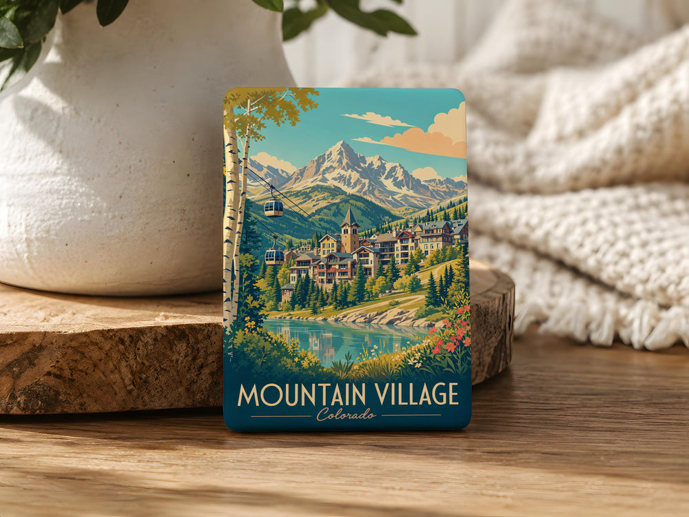 Mountain Village Colorado Fridge Magnet, Mountain Town Scenic Souvenir Magnet, Colorado Travel Gift, Rocky Mountains Keepsake Magnet