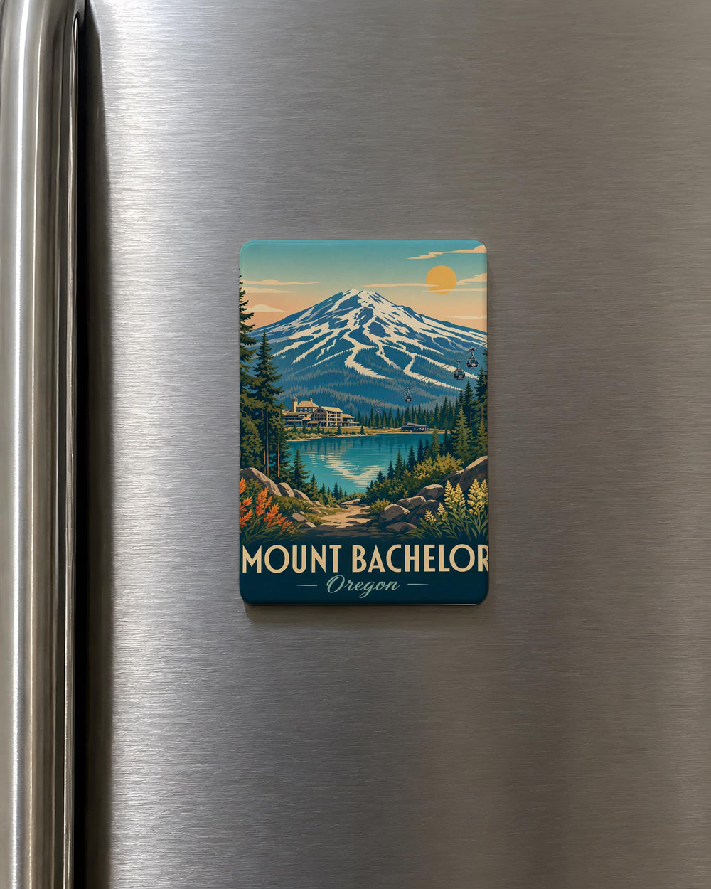 Mount Bachelor Oregon Fridge Magnet, Mt Bachelor Ski Resort Souvenir, Bend Oregon Cascade Mountains Travel Keepsake Magnet