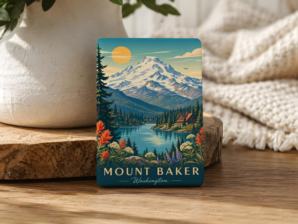 Mount Baker Washington Fridge Magnet, Mount Baker Mountain Souvenir Magnet, Washington State Travel Keepsake Magnet