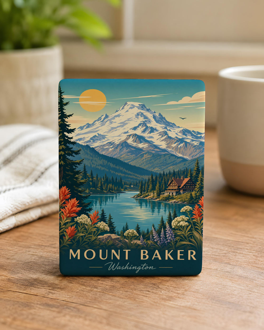 Mount Baker Washington Fridge Magnet, Mount Baker Mountain Souvenir Magnet, Washington State Travel Keepsake Magnet