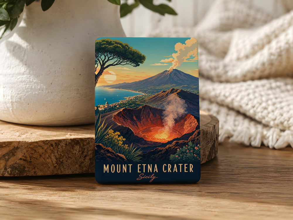 Mount Etna Crater Fridge Magnet, Sicily Volcano Souvenir Magnet, Italy Travel Keepsake, Mount Etna Gift Magnet