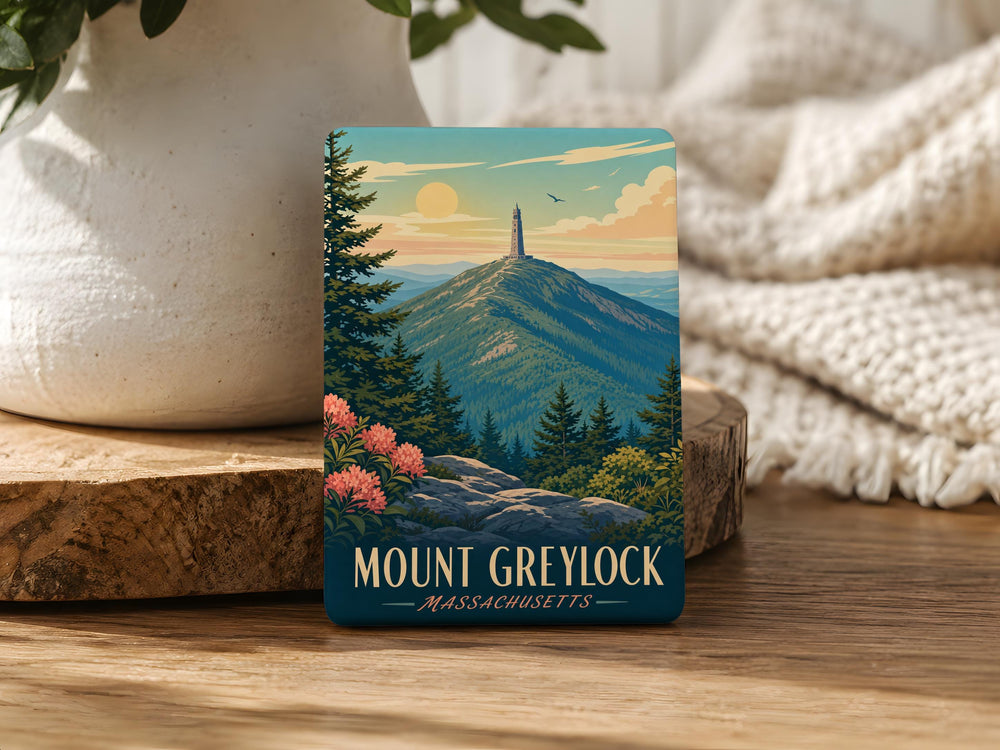Mount Greylock Fridge Magnet, Massachusetts Mountain Souvenir, Berkshires Travel Gift, Summit Landmark Keepsake Magnet