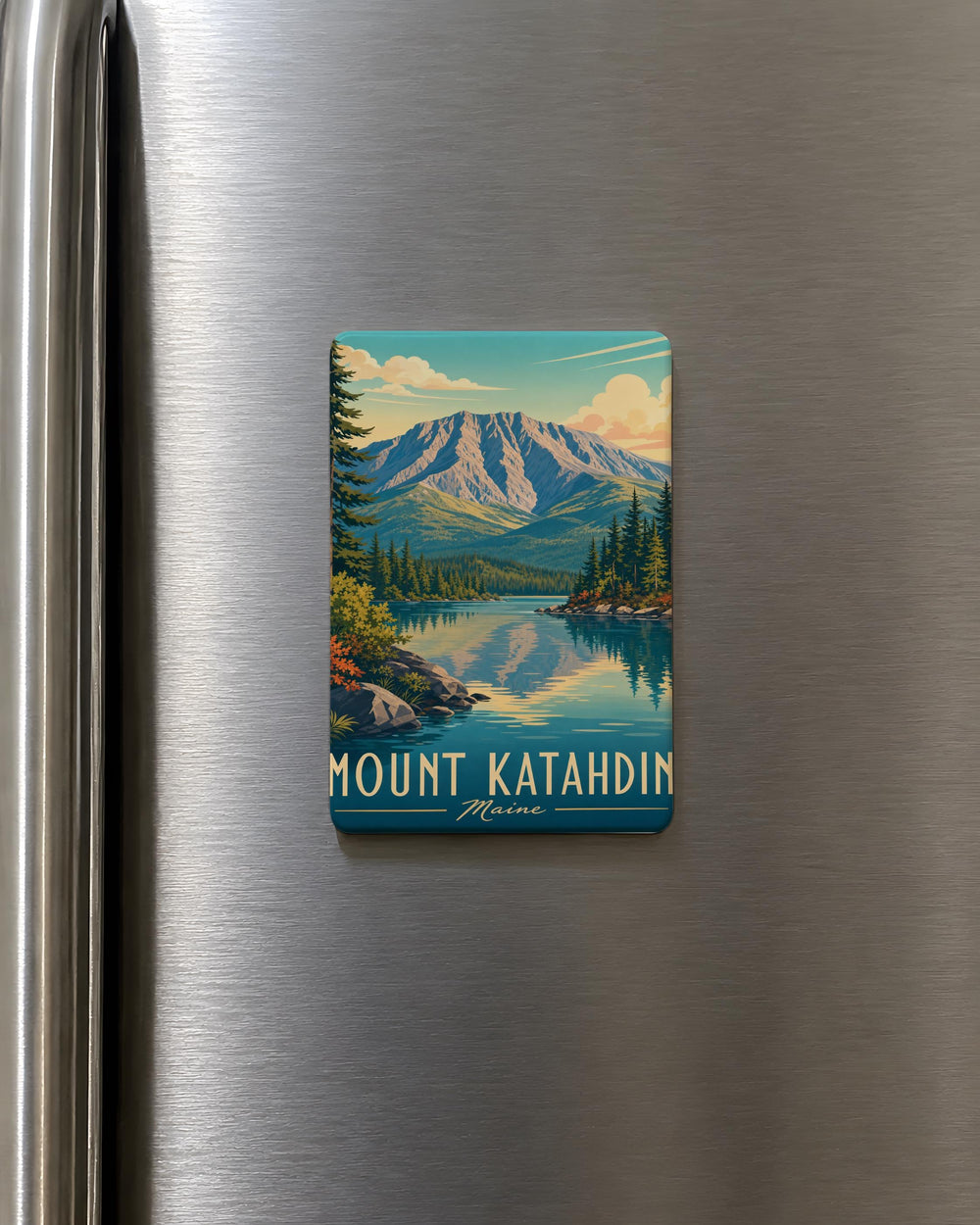 Mount Katahdin Fridge Magnet, Maine Mountain Souvenir Magnet, Baxter State Park Travel Keepsake, Hiking Adventure Gift