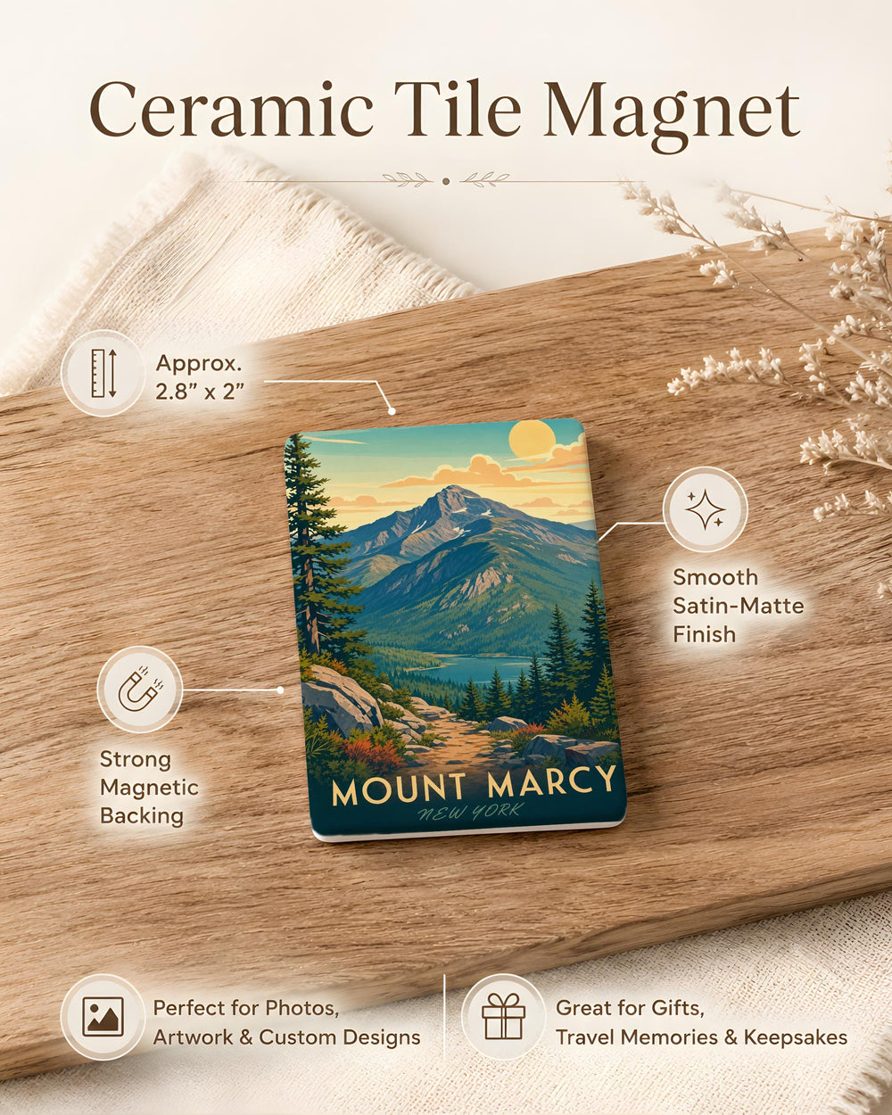 Mount Marcy Fridge Magnet, Adirondack High Peaks Souvenir, New York Mountain Landmark Gift