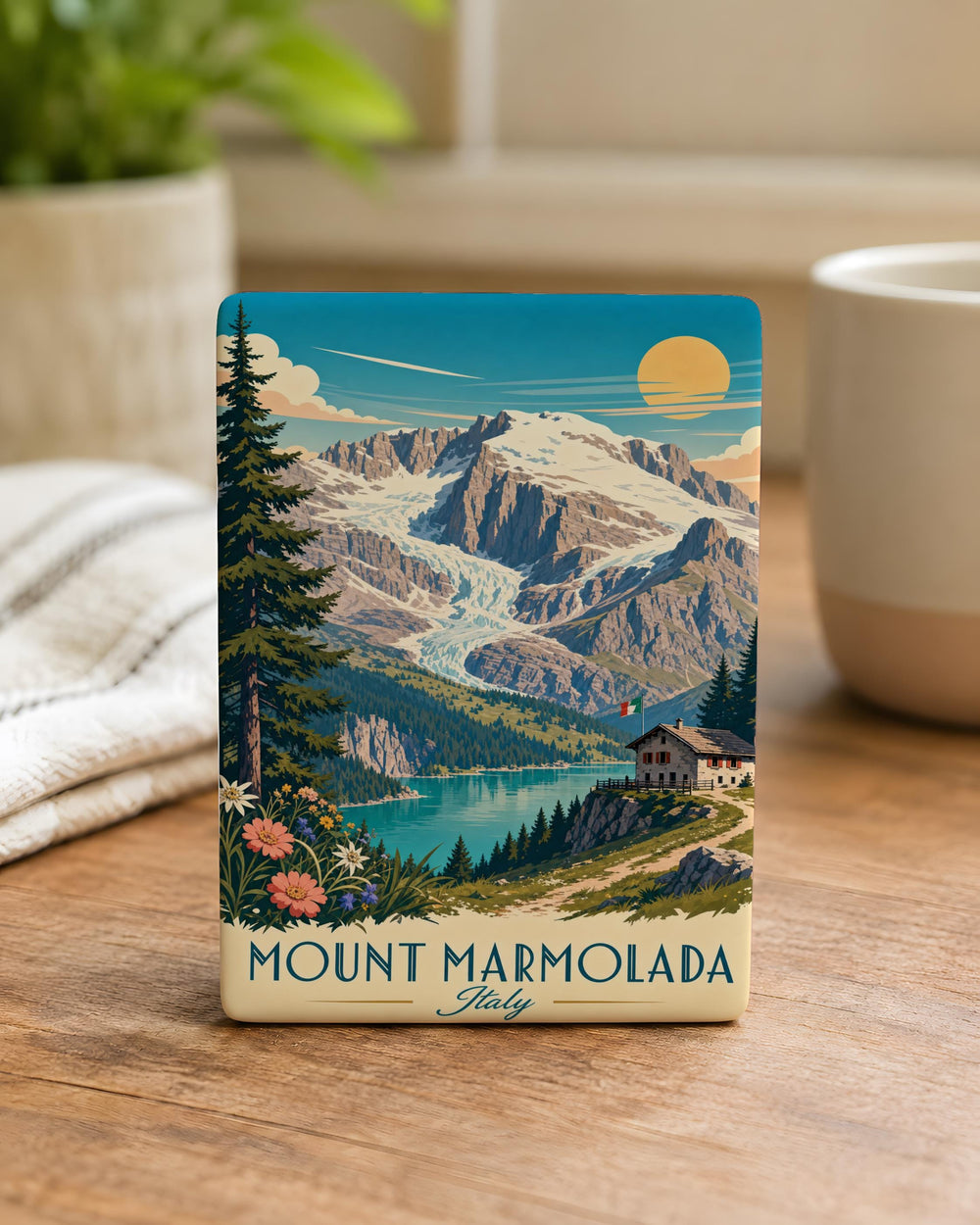 Mount Marmolada Mountain Fridge Magnet, Dolomites Italy Souvenir Magnet, Alpine Peak Travel Keepsake Gift
